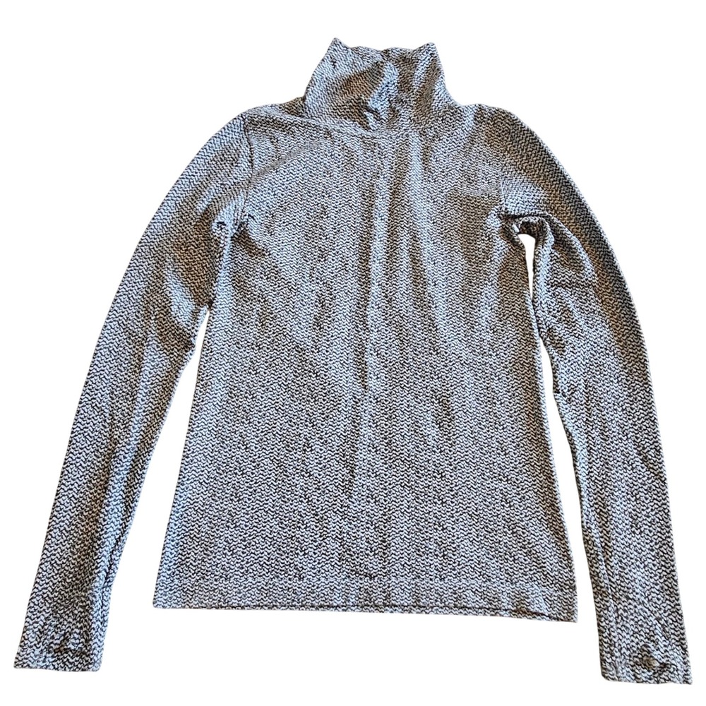 Athleta Womens S Momentum Mock Neck Pullover‎ Black White Chevron Thumbholes